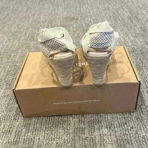 Soludos Classic Striped Wedge Lace Up Espadrille Size 9 - Picture 5 of 8